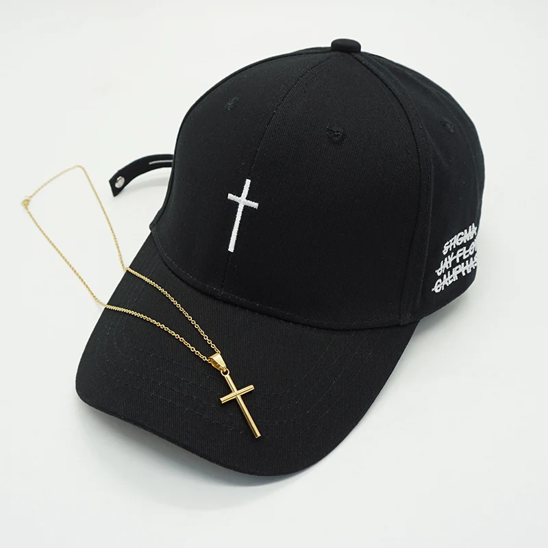 New Men Women Fashion Embroidery Cross Baseball Cap Cotton Snapback Dad Hat Bone Casquette Summer Couple Hip Hop Caps Gorras - Цвет: black