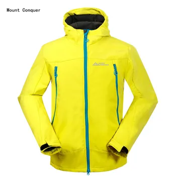 

2019 New Mount Conquer Men Softshell Fleece Hiking Jacket Windproof Waterproof Thicken Outdoor Sport Wear Climbing Riding Coat