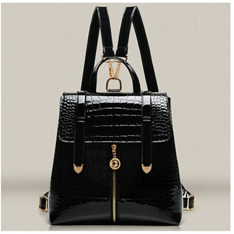 

New 2016 Hot Sale Backpack Female Alligator Women's Patent Leather Softback Brand New Girl School Backpack Color 3 Option