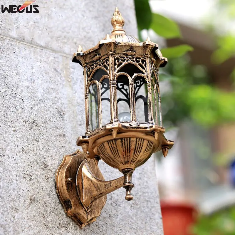 European style outdoor retro small craft aluminum rust proof wall lamp