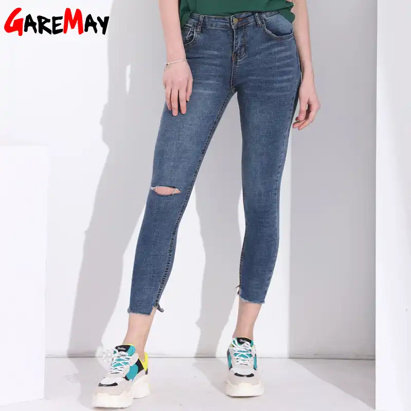 Ankle length ripped jeans Clearance
