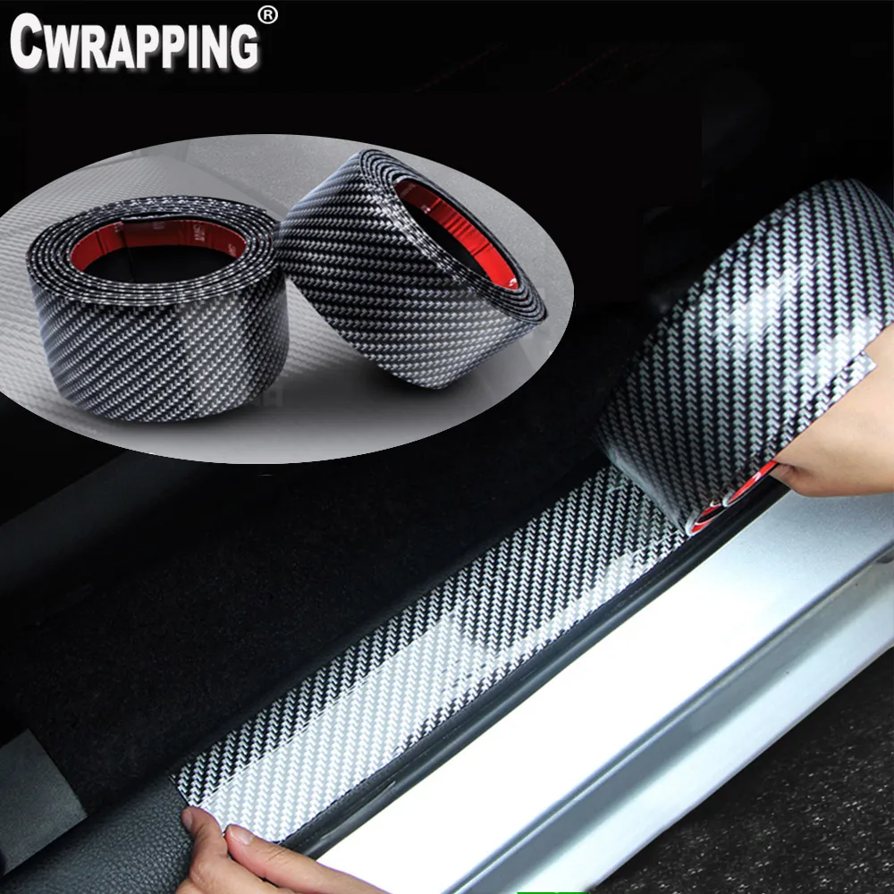 5D Carbon Fiber виниловая Защитная пленка для двери автомобиля защита педали DIY