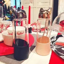 350 мл портативная стеклянная бутылка на веревочке с милым мультяшным рисунком для путешествий женские стеклянные питьевые бутылки с изоляционным покрытием