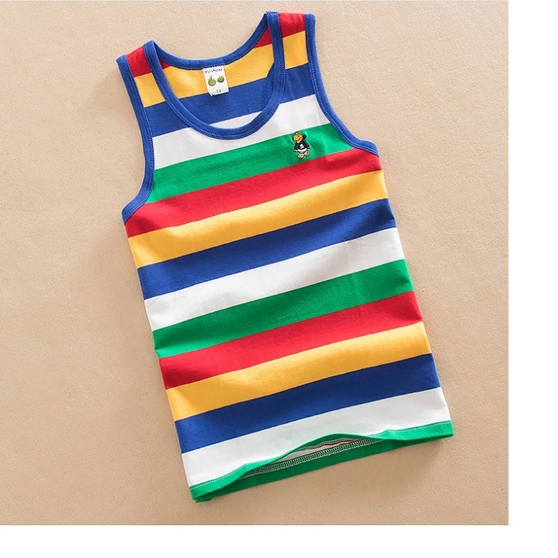 Высококачественное детское летнее платье Одежда для мальчиков и девочек детская майка без рукавов из хлопка, футболка от 4 до 12 лет - Цвет: Небесно-голубой