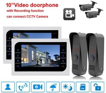

Built-in Power 10'' Touch Key Video Door Phone Intercom System with Recording&Picture Memory Can Support 2 Pcs CCTV Camera&Alarm