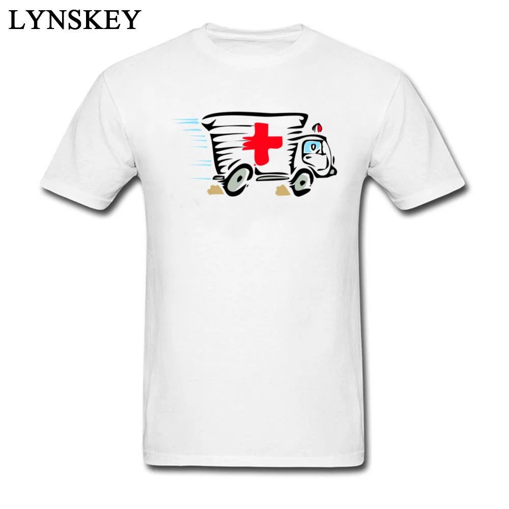 Pure Cotton Boy Short Sleeve Tops T Shirt Ambulance van cartoon art Street Summer T-shirts Casual Slim Fit O-Neck Sweatshirts Ambulance van cartoon art white