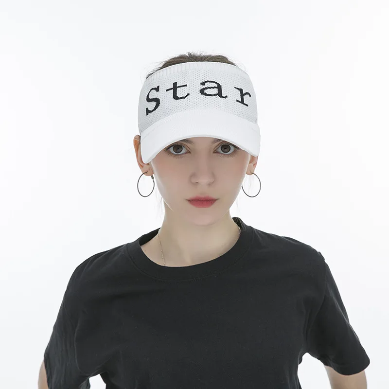 Летняя шапка с надписью Topless, вязаная женская Корейская версия солнцезащитных спортивных козырьков, Мужская тонкая шапка для путешествий на открытом воздухе - Цвет: White