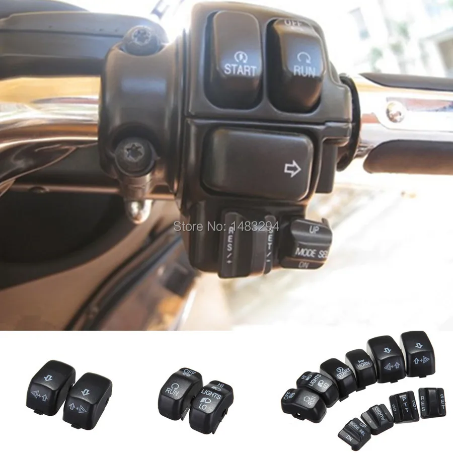 Black 10 Caps Hand Control Switch Housing Buttons Caps Kit Fit For