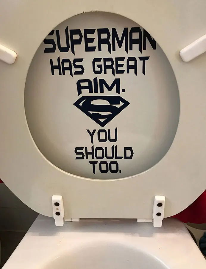 Superman Has Great Aim You Should Too Quotes Toilet Decals Vinyl Art Home Decor Bathroom Sticker WC Waterproof Murals 3508