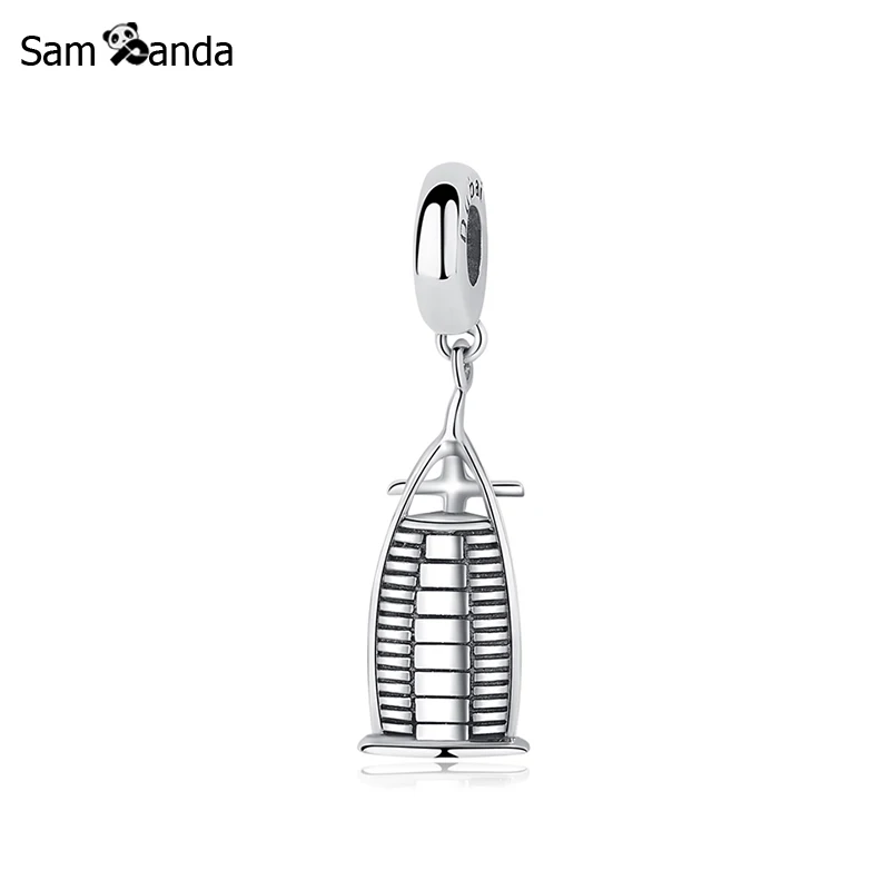 New Authentic 925 Sterling Silver Charm Bead Viaggio Dubai Burj Al Arab Ciondola Pendenti E Ciondoli Misura I Braccialetti Donne Gioielli Fai Da Te
