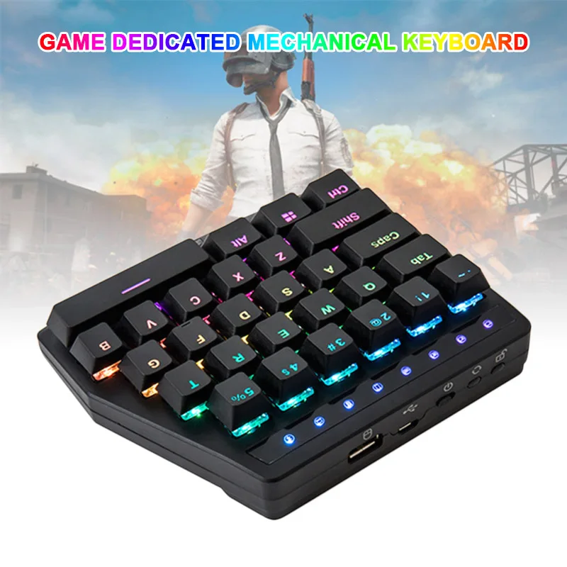 

28 Keys One Hand Design Mechanical Keyboard Wireless for Esport Gaming PUBG Mobile Games Q99 @88 DJA99