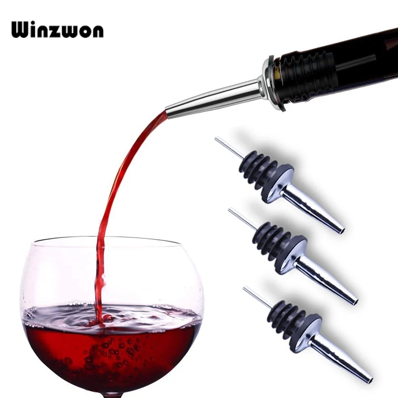 3Pcs/lot Stainless Steel Liquor Spirit Pourer Wine Stopper Wine Bottle