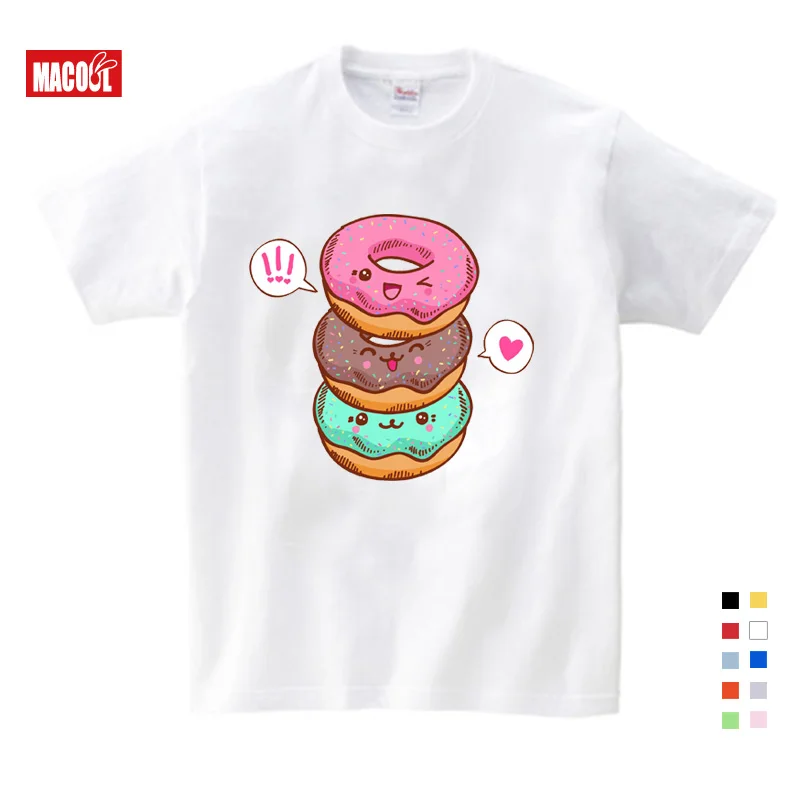

Children's Printed Lovely Doughnuts Short-sleeved T-shirt Boys and Girls Like The Cotton T-shirt Vest for Ages Girl T Shirts