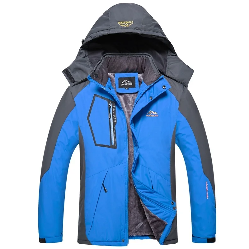 Best  Winter Men Outdoor Jacket Waterproof Warm Coats Male Casual Thicken Velvet Jacket Plus Size Mens Ou