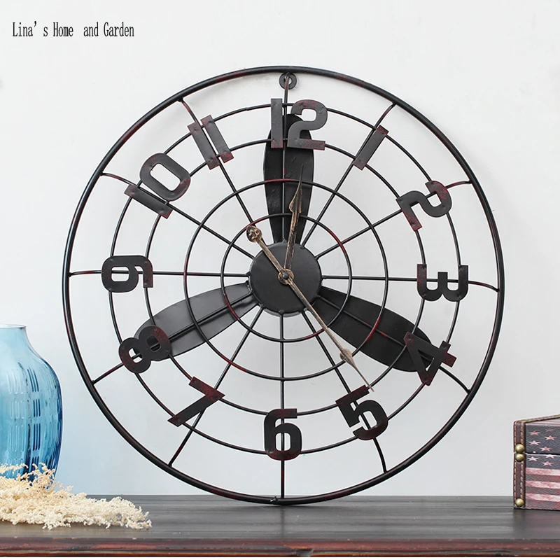 fan design decorative vintage retro metal industrial wall clock (2)