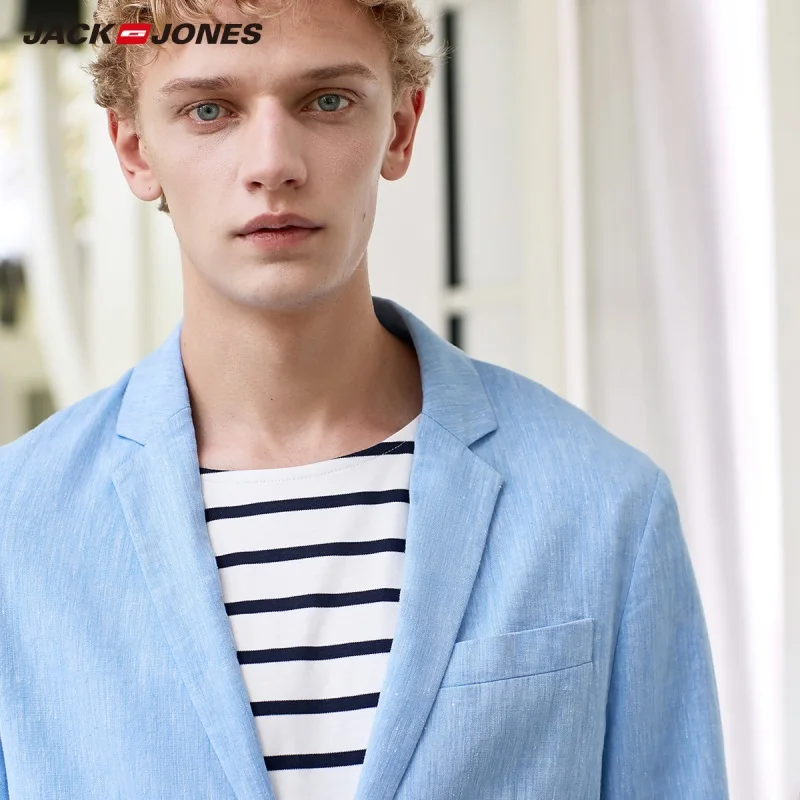 

JackJones Men's Slim Fit Cotton Linen 3/4 Sleeves Coat C|21918P501