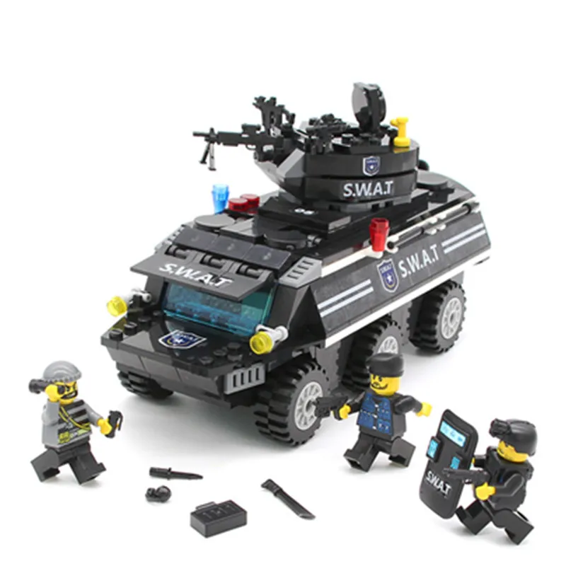 

SWAT City Police Armored Car 349 Block Building Blocks Model Children's Educational Toys Compatible With Legoingly
