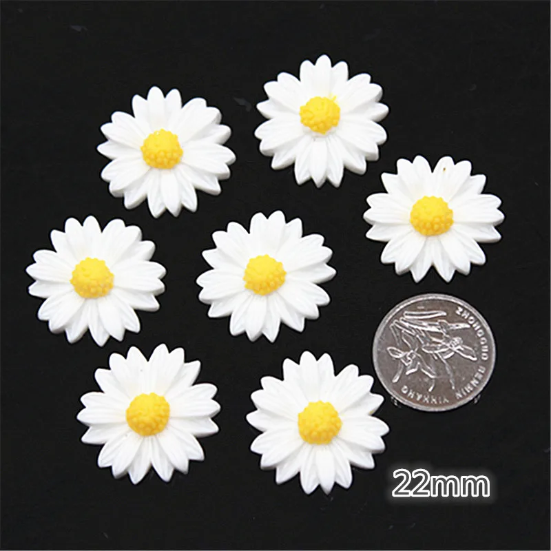 9-26mm white daisy flower resin flatback cabochon DIY jewelry phone decoration