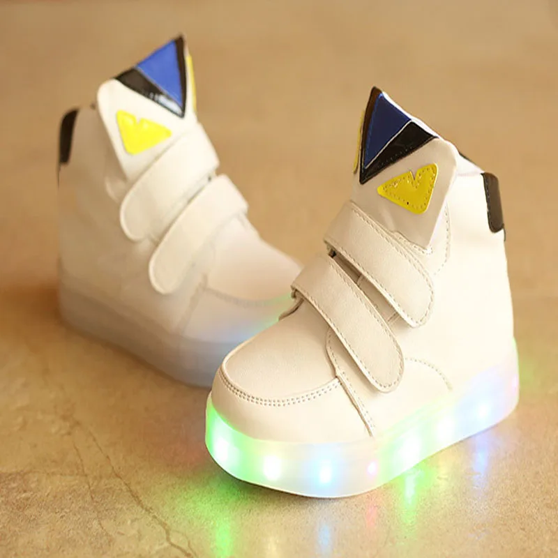 

2018 High quality rubber baby casual sneakers Hook^Loop LED lighted baby shoes fashion glowing girls boys boots