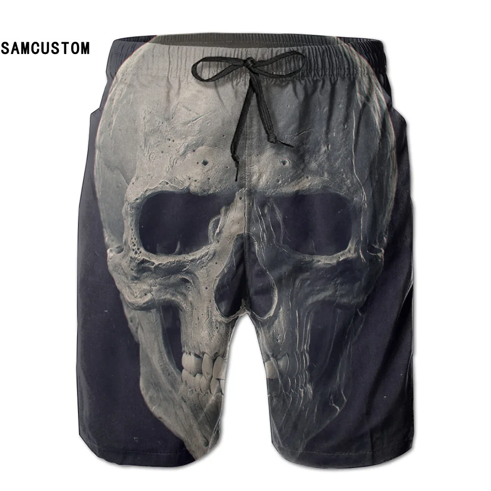 SAMCUSTOM летние мужские пот quick dry ультра-легкие дышащие персонализированные Творческий 3D Печать Череп пляжные шорты