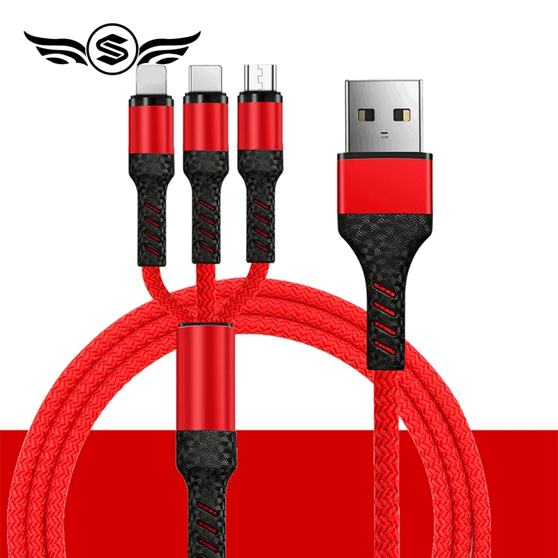 

3in 1 USB Type C Cable for Xiaom Redmi Note 7 Fast Charging Micro usb Cable for Samsung S9 S10 Plus USB C