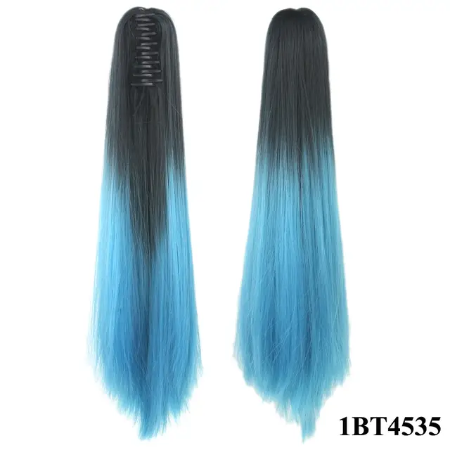 Soowee Synthetic Black To Blue Straight Ombre Hair Extension
