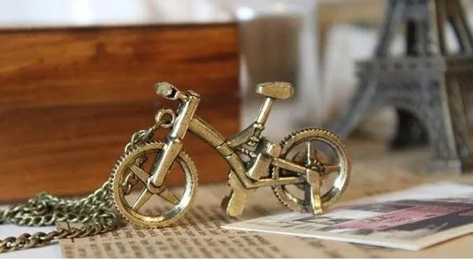 

Free Shipping Vintage Bicycle Necklace Pendants Necklaces N128