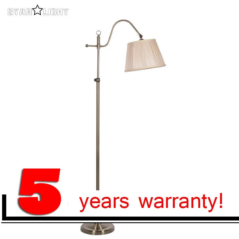 

Adjustable metal plated bronze vintage floor lamp Retro style Home floor light fixture E27 LED source with lampshade