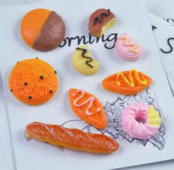 

Bread cake doughnuts 100PCS Resin Flatback Cabochon Miniature Food small Crafts decoration Center