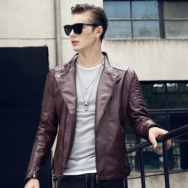 Vogue Leather Jacket Men Turn-down Collar Jaqueta De Couro Masculina Pu  Mens Slim Leather Jackets - Faux Leather - AliExpress