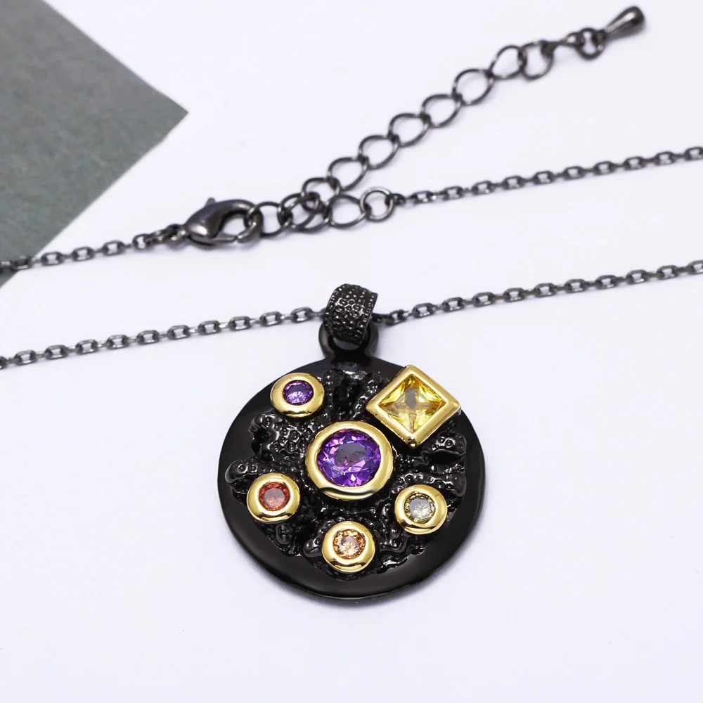 Tanie DreamCarnival 1989 Gothic okrągły naszyjnik kobiety Party biżuteria kolorowe Bling nieskończoność cyrkonu kamień długi łańcuch WP6505