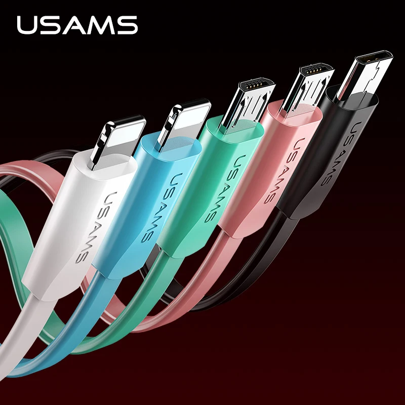 USAMS كابل يو اس بي نوع C كابل مايكرو كابل usb لسامسونج Xiaomi هواوي LG ، شحن كابل يو اس بي ل فون X 8 7 6 6 S النبض 5 5 S SE