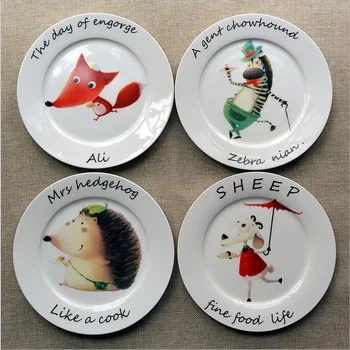 8 inch Engorg Hedgehog Animal Bone China Cake Dishes And Plates Porcelain Pastry Fruit Tray Ceramic Tableware For Steak Dinner