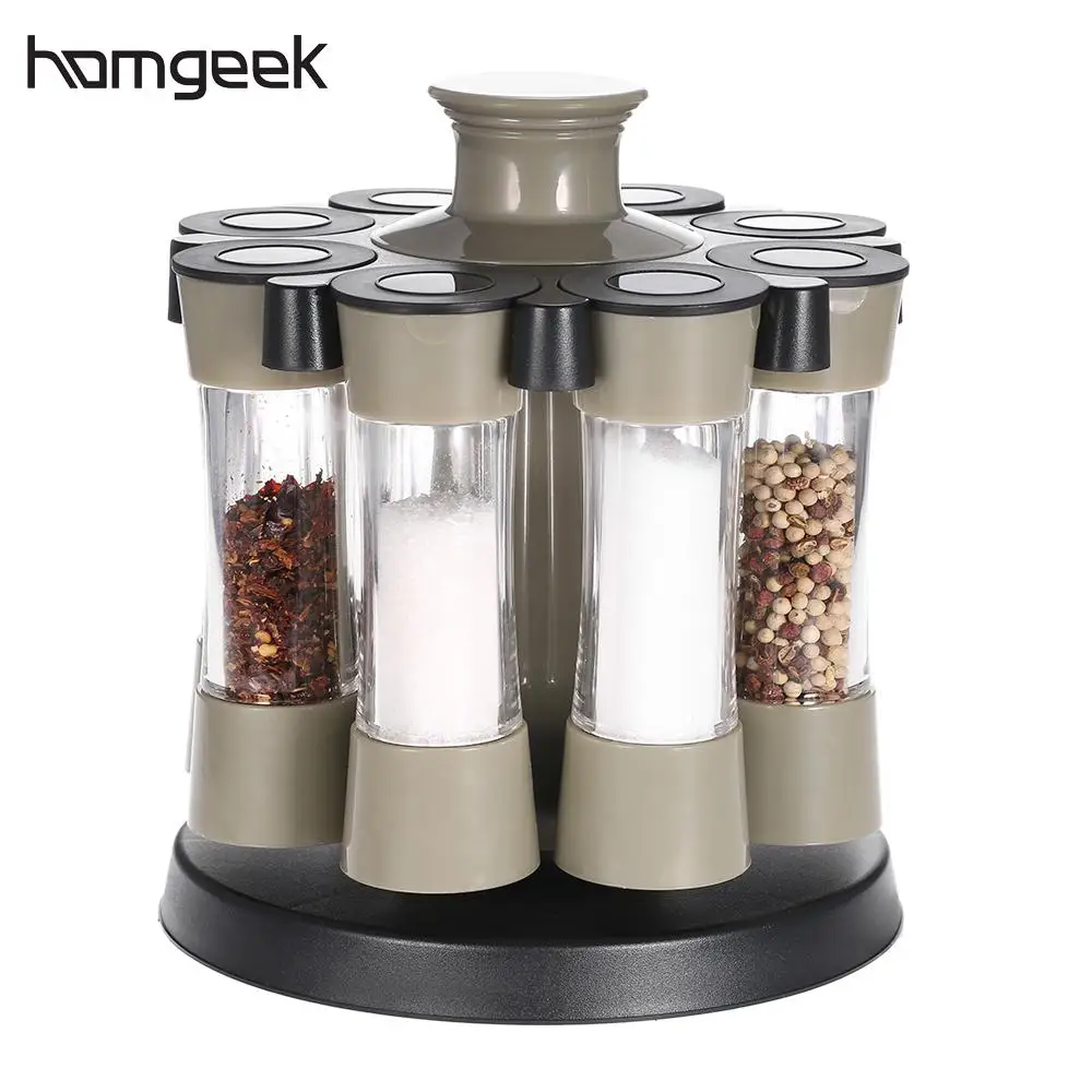 

8Pcs Kitchen Tools Rotating Spices Bottles Cooking Tools Acrylic Seasoning Rack Salt Pepper Storage Organizer Home Kitchen Set