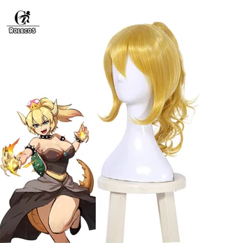 

ROLECOS Princess Koopa Cosplay Hair Bowsette Cosplay Headwear Koop-hime Blonde Ponytail Women Hair