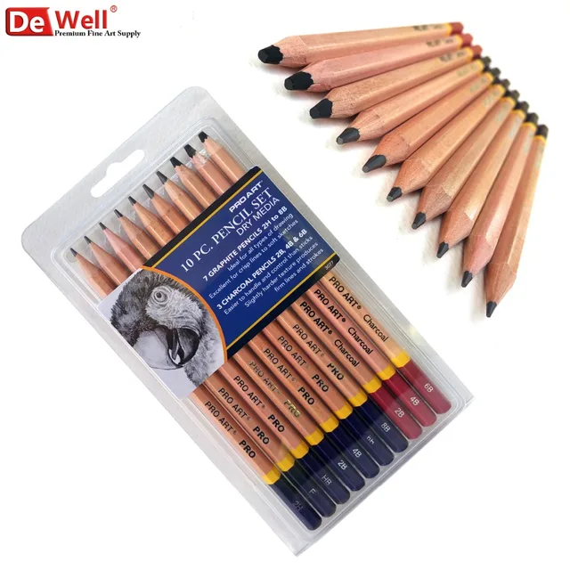 Artist 10Pcs/set Graphite 2H 8B Professional Sketch Pencil Set For