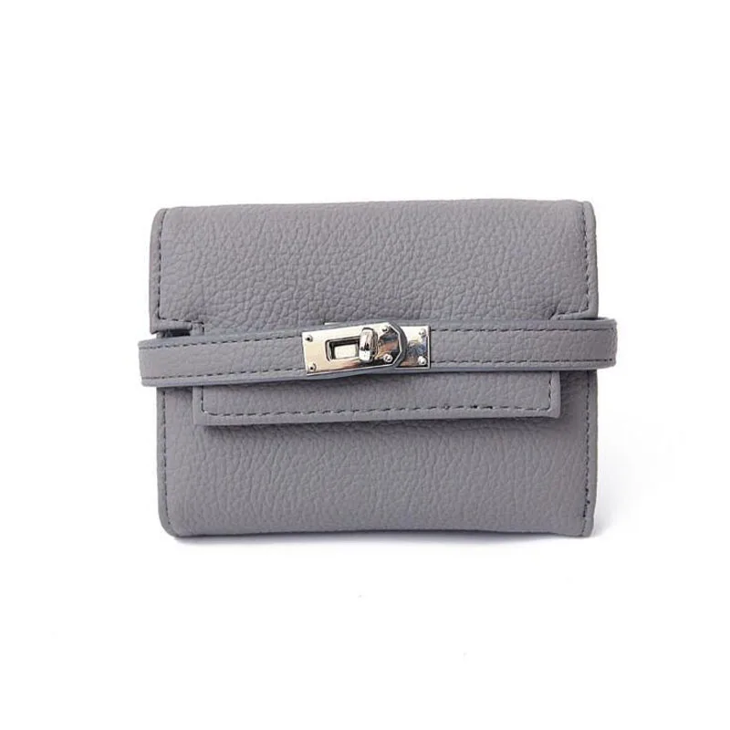 

Causal Short Wallet With Photo Holder 2016 Solid Leather Women Bag Hasp Credit Card Holder  Korea Ladies Clutch Purse