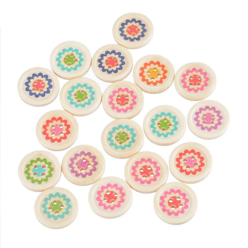 

Hoomall 30pcs 4 Holes Multicolor Wooden Round Buttons For Clothes DIY Craft 20mm Flower Pattern Scrapbooking Sewing Accessories