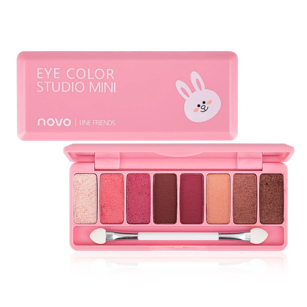 

NOVO 5 Color Silky Slide Eyeshadow Palette Wet & Dry Powder Eye shadow With Brush Makeup Shimmer Matte Nude Smooth