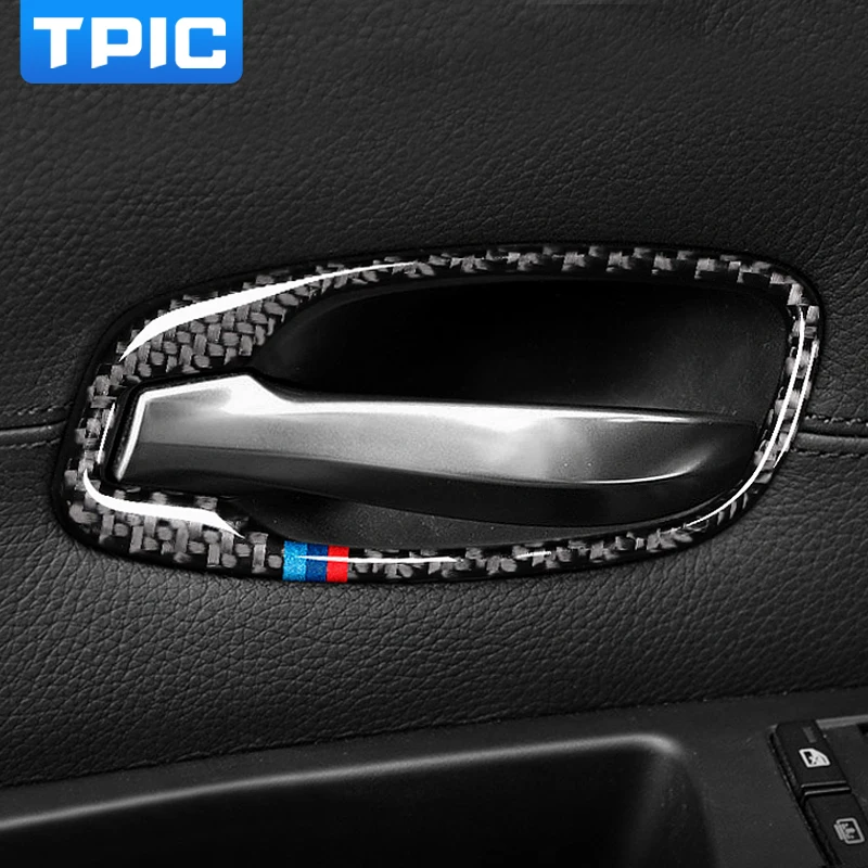 TPIC углеродное волокно Автомобильная накладка на внутреннюю дверную ручку отделка двери чаши наклейки украшения для BMW e60 5 серии 2006-2010 аксессуары
