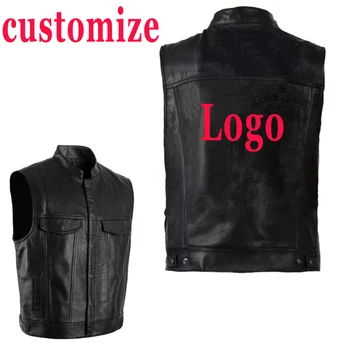 

Customize PU Vest Men Leather Sleeveless Jackets Vests Punk Rock Waistcoat Logo Printing Logo Hip Hop Coat Custom DIY Streetwear