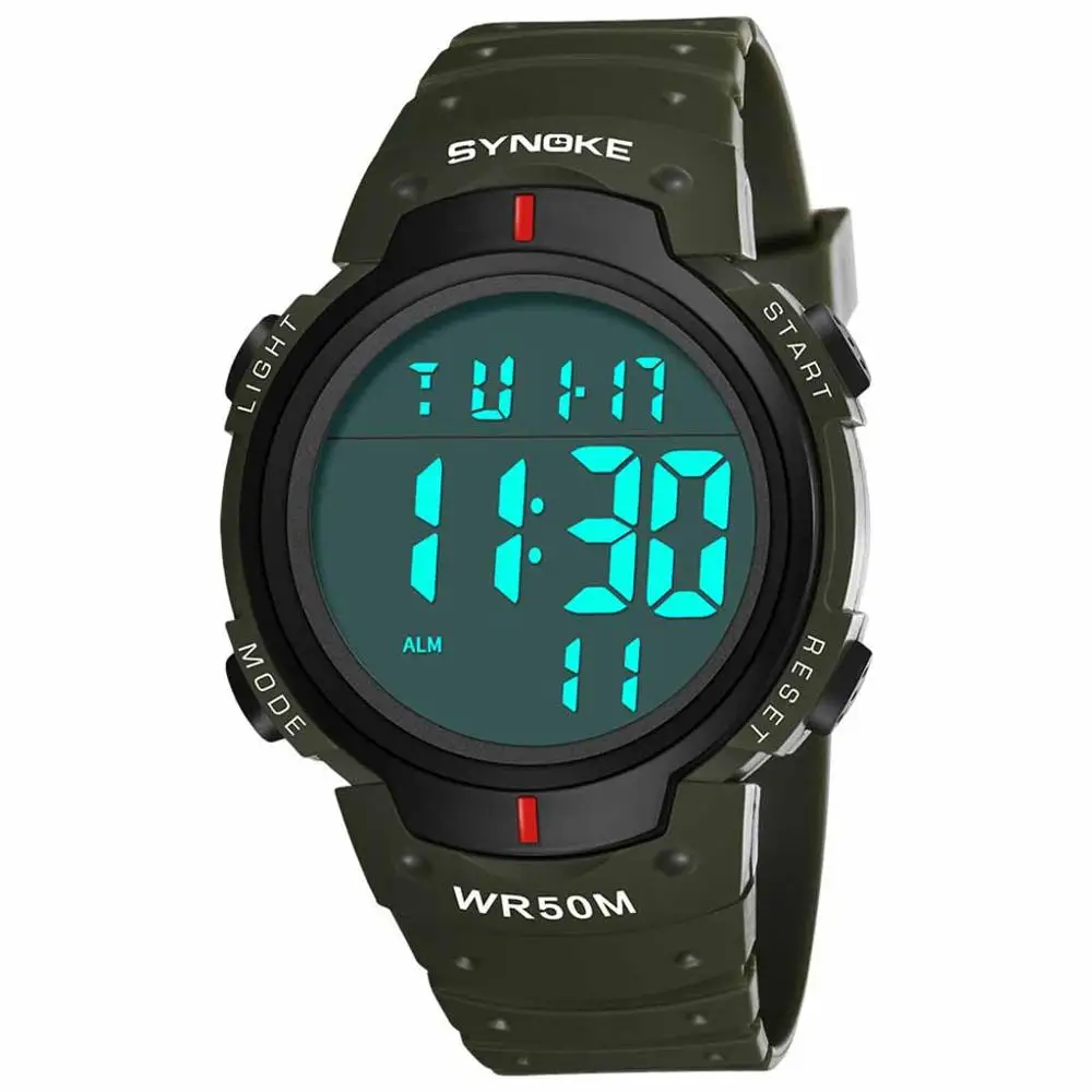 Мужские Цифровые спортивные часы светодиодный дисплей с большим лицом военные часы водонепроницаемые светящиеся секундомер простые часы relogio masculino - Цвет: A