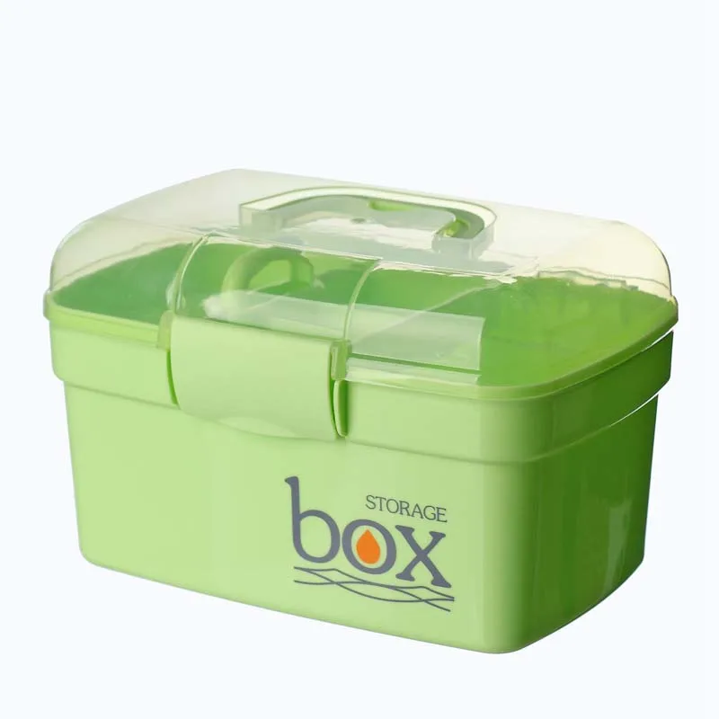 Практичный дизайн, медицинский ящик для домашнего использования, аптечка, пластиковый контейнер, аварийный набор, портативный органайзер для хранения - Цвет: Green Medicine Box