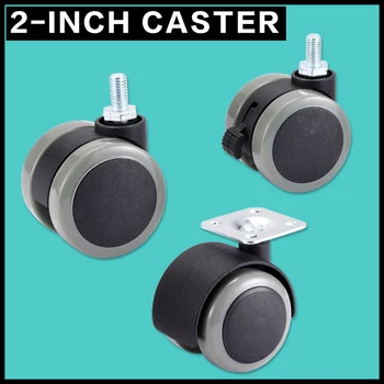 

Myhomera Universal Mute Chair Wheel Caster 2" M8 Heavy Duty 50kg Swivel Castor Replacement Furniture Wheels Rollers Rubber Brake