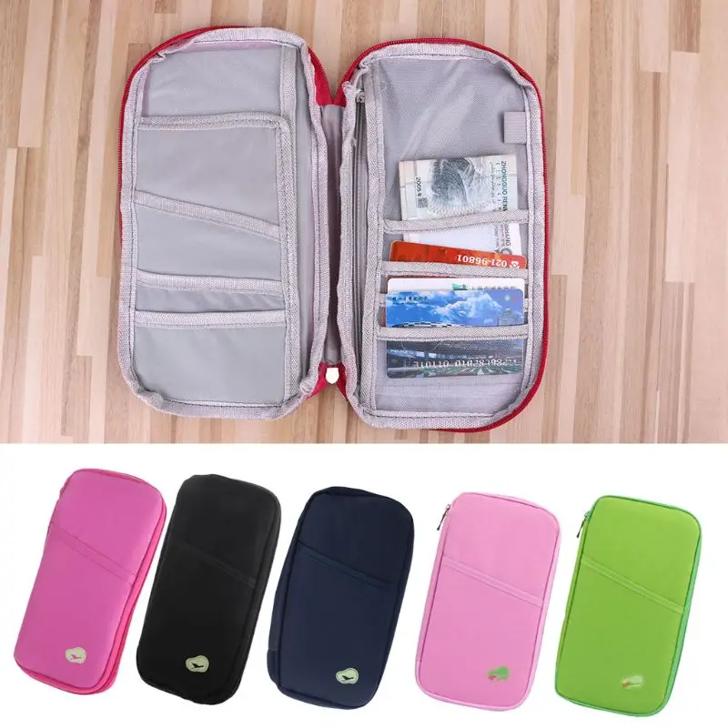 

Women Travel Passport Credit ID Card Holder Case Cover Organizer Document Bag Multi-function Zipper Oxford Casual Pillow Bag