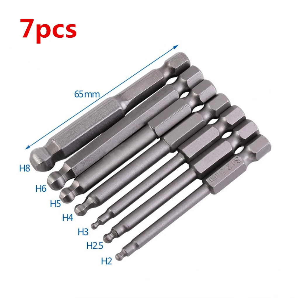 

7pcs/set 65mm High Quality Precision H2-H8 Magnetic Ball Head Hex Screwdriver Bit Power Driver Bits S2 steel