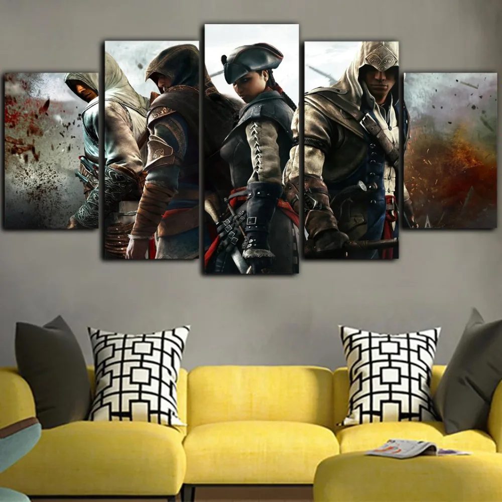 5 шт. художественная Настенная картина холст Assassins Creed постеры и принты гостиная HD