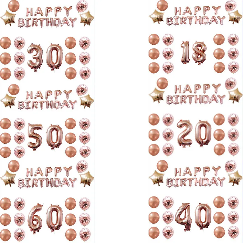 Rose Gold 18st//21st//30//40//50//60 Number Happy Birthday Balloons Party Curtain
