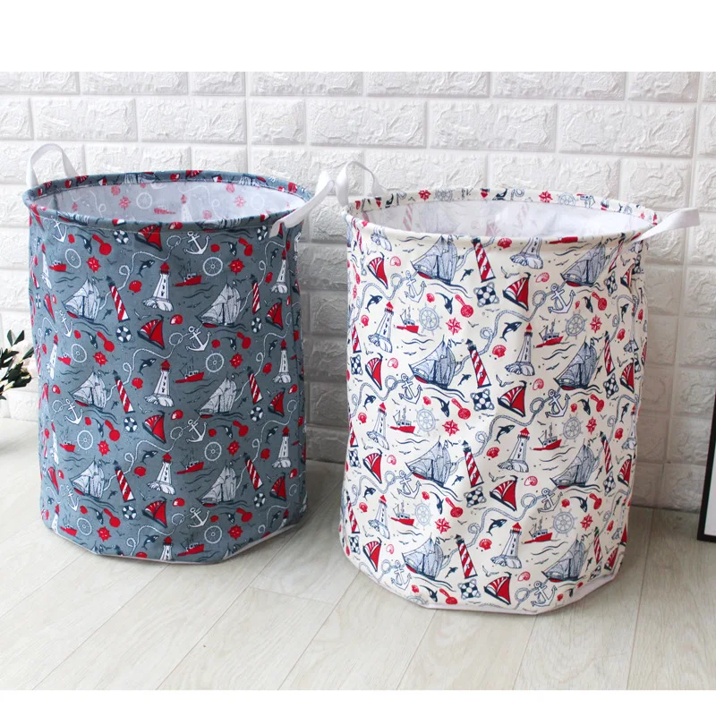 40*50 CM كبيرة سلة تخزين ملابس القطن الكتان سلة التخزين سلة قابلة للطي للعب لطيف الحمام صندوق تخزين ملابس حقيبة