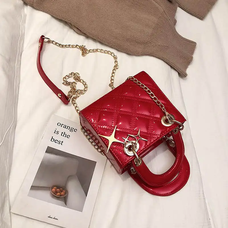 Роскошная брендовая сумка, модная новинка, женская сумка, высокое качество, из искусственной кожи, женские сумки через плечо, клетчатый узор, металлические украшения - Цвет: RD
